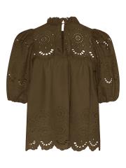 Lundgaard Bluse med broderie Anglaise - Army